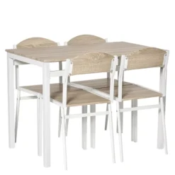 Northio Matgrupper>Matgrupp 5-Delat Matbordsset Med Träfibrer Mdf + Metall, Grå + Vit, 1 Bord + 4 Stolar