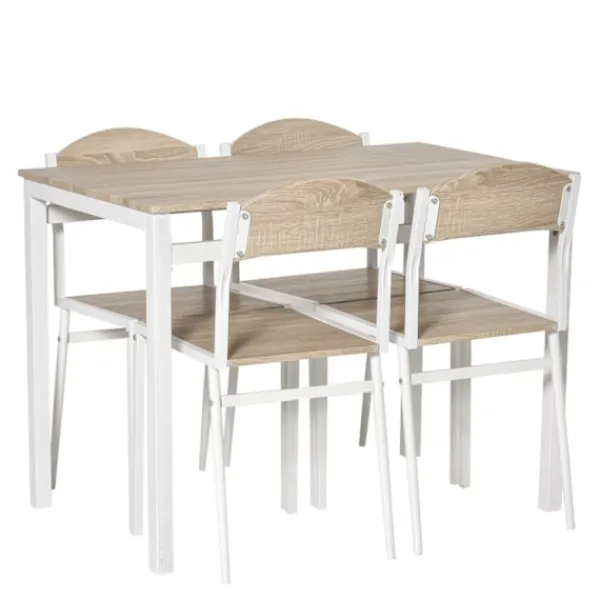 Northio Matgrupper>Matgrupp 5-Delat Matbordsset Med Träfibrer Mdf + Metall, Grå + Vit, 1 Bord + 4 Stolar