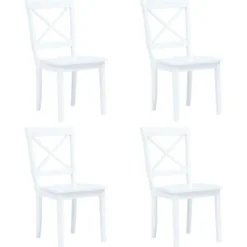 vidaXL Matgrupper>Matgrupp i 5 delar massivt gummiträ vit