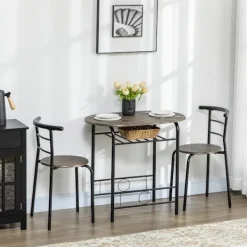 Northio Matgrupper>Matgrupp, matbord med 2 stolar, ovalt köksbord med förvaringsfack, köksbordsset, bordsgrupp för kök, metall, svart