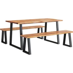 vidaXL Matgrupper>Matgrupp med levande kant 3 delar massiv akacia