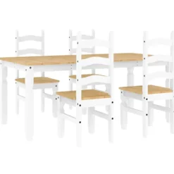 vidaXL Matgrupper>Matgrupp "Panama" 5 delar vit massiv furu