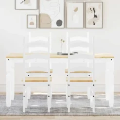 vidaXL Matgrupper>Matgrupp "Panama" 5 delar vit massiv furu