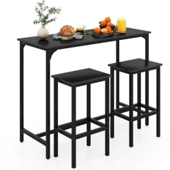 COSTWAY Matgrupper>Matsalsbordset 3 Delar - - 2 Barstolar - för Matsal, Litet Utrymme, Bistro Svart