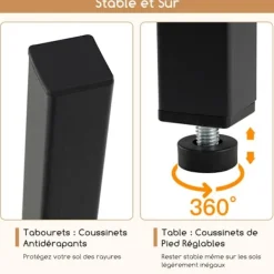 COSTWAY Matgrupper>Matsalsbordset 3 Delar - - 2 Barstolar - för Matsal, Litet Utrymme, Bistro Svart