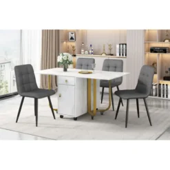 Matgrupper>Matsalsgrupp (set, 150×80×76cm matbord med 4 stolar), hopfällbart köksbordset, matrumsstol i linne