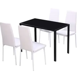 vidaXL Matgrupper>Matsalsmöbelset 5 delar svart och vit