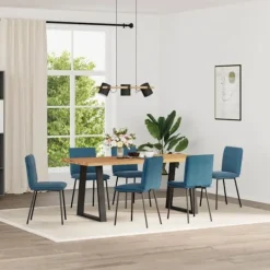 vidaXL Matgrupper>Matstolar 6 st blå sammet