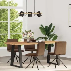 vidaXL Matgrupper>Matstolar 4 st brun konstmocka