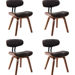 vidaXL Matgrupper>Matstolar 4 st grå böjträ och tyg