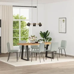 vidaXL Matgrupper>Matstolar 6 st ljusgrå sammet