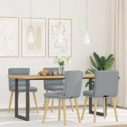 vidaXL Matgrupper>Matstolar 4 st ljusgrå tyg