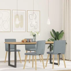 vidaXL Matgrupper>Matstolar 4 st ljusgrå tyg