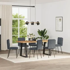 vidaXL Matgrupper>Matstolar 6 st mörkgrå sammet