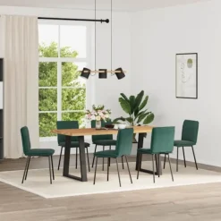 vidaXL Matgrupper>Matstolar 6 st mörkgrön sammet