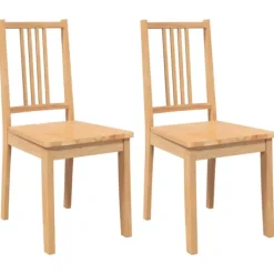 vidaXL Matgrupper>Matstolar 2 st, naturligt massivt trä gummi