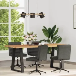 vidaXL Matgrupper>Matstolar 4 st svart konstläder