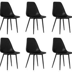 vidaXL Matgrupper>Matstolar 6 st svart PP
