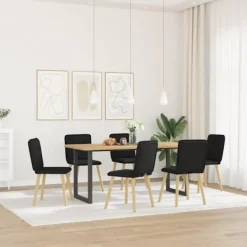 vidaXL Matgrupper>Matstolar 6 st svart tyg