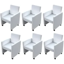 vidaXL Matgrupper>Matstolar 6 st vit konstläder