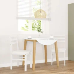 vidaXL Matgrupper>Matstolar 2 st vitt massivt trä gummi