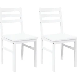 vidaXL Matgrupper>Matstolar 2 st vitt massivt trä gummi