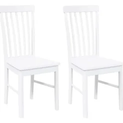 vidaXL Matgrupper>Matstolar 2 st vitt massivt trä gummi