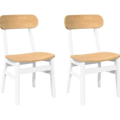 vidaXL Matgrupper>Matstolar 2 st vitt massivt trä gummi