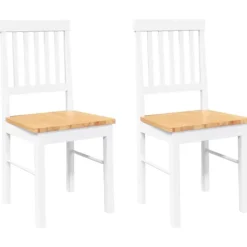 vidaXL Matgrupper>Matstolar 2 st vitt massivt trä gummi