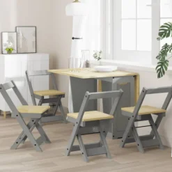 vidaXL Matgrupper>Matstolar hopfällbara 4 st Corona grå massiv furu