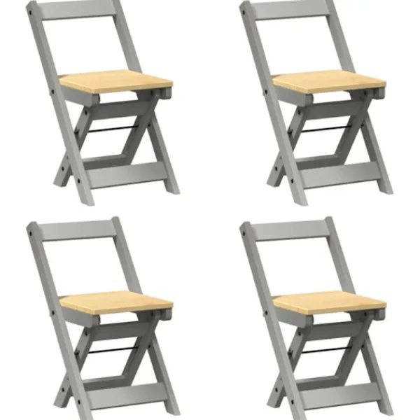 vidaXL Matgrupper>Matstolar hopfällbara 4 st Corona grå massiv furu