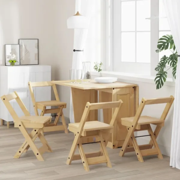 vidaXL Matgrupper>Matstolar hopfällbara 4 st Corona vaxbrun massiv furu