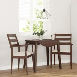 vidaXL Matgrupper>Matstolar med dynor 2 st, brunt massivt trä gummi