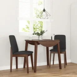 vidaXL Matgrupper>Matstolar med dynor 2 st, brunt massivt trä gummi