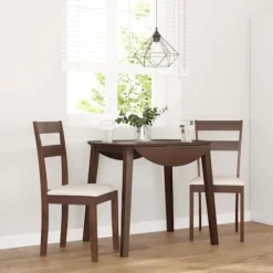 vidaXL Matgrupper>Matstolar med dynor 2 st, brunt massivt trä gummi