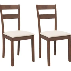 vidaXL Matgrupper>Matstolar med dynor 2 st, brunt massivt trä gummi