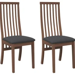 vidaXL Matgrupper>Matstolar med dynor 2 st, brunt massivt trä gummi