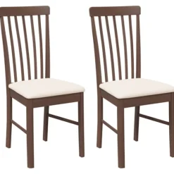 vidaXL Matgrupper>Matstolar med dynor 2 st, brunt massivt trä gummi