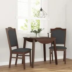 vidaXL Matgrupper>Matstolar med dynor 2 st, brunt massivt trä gummi