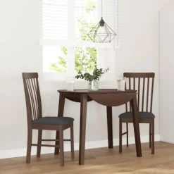 vidaXL Matgrupper>Matstolar med dynor 2 st, brunt massivt trä gummi