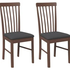 vidaXL Matgrupper>Matstolar med dynor 2 st, brunt massivt trä gummi