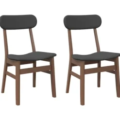 vidaXL Matgrupper>Matstolar med dynor 2 st, brunt massivt trä gummi