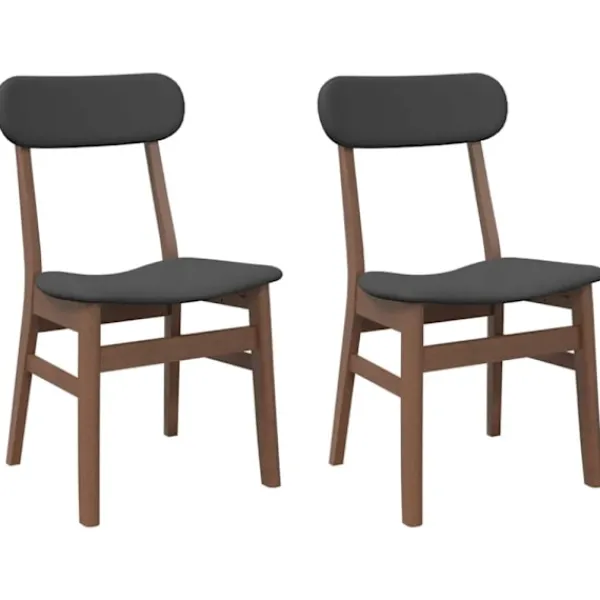 vidaXL Matgrupper>Matstolar med dynor 2 st, brunt massivt trä gummi