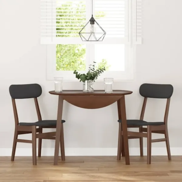 vidaXL Matgrupper>Matstolar med dynor 2 st, brunt massivt trä gummi