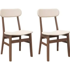 vidaXL Matgrupper>Matstolar med dynor 2 st, brunt massivt trä gummi