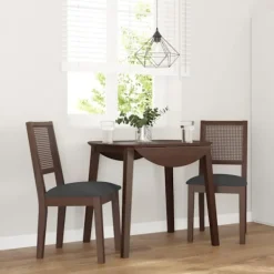 vidaXL Matgrupper>Matstolar med dynor 2 st, brunt massivt trä gummi