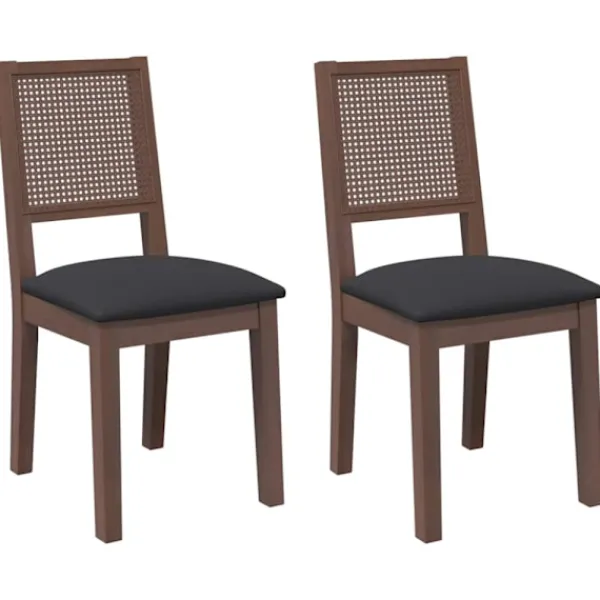 vidaXL Matgrupper>Matstolar med dynor 2 st, brunt massivt trä gummi