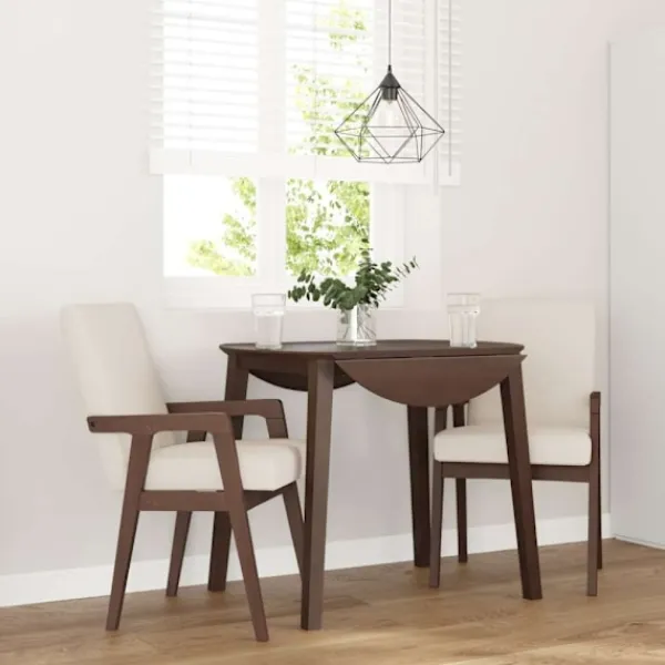 vidaXL Matgrupper>Matstolar med dynor 2 st, brunt massivt trä gummi