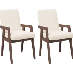 vidaXL Matgrupper>Matstolar med dynor 2 st, brunt massivt trä gummi