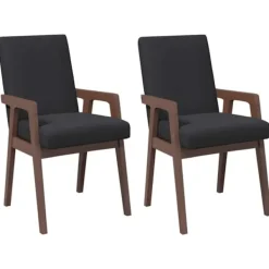 vidaXL Matgrupper>Matstolar med dynor 2 st, brunt massivt trä gummi